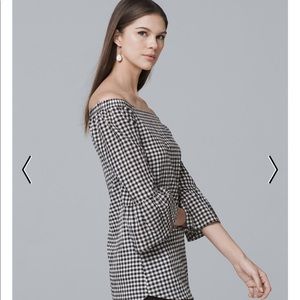 Gingham Off-the-Shoulder Blouse